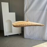 Rattan suspension or shade in the shape of a braided undulating circular tray d:80