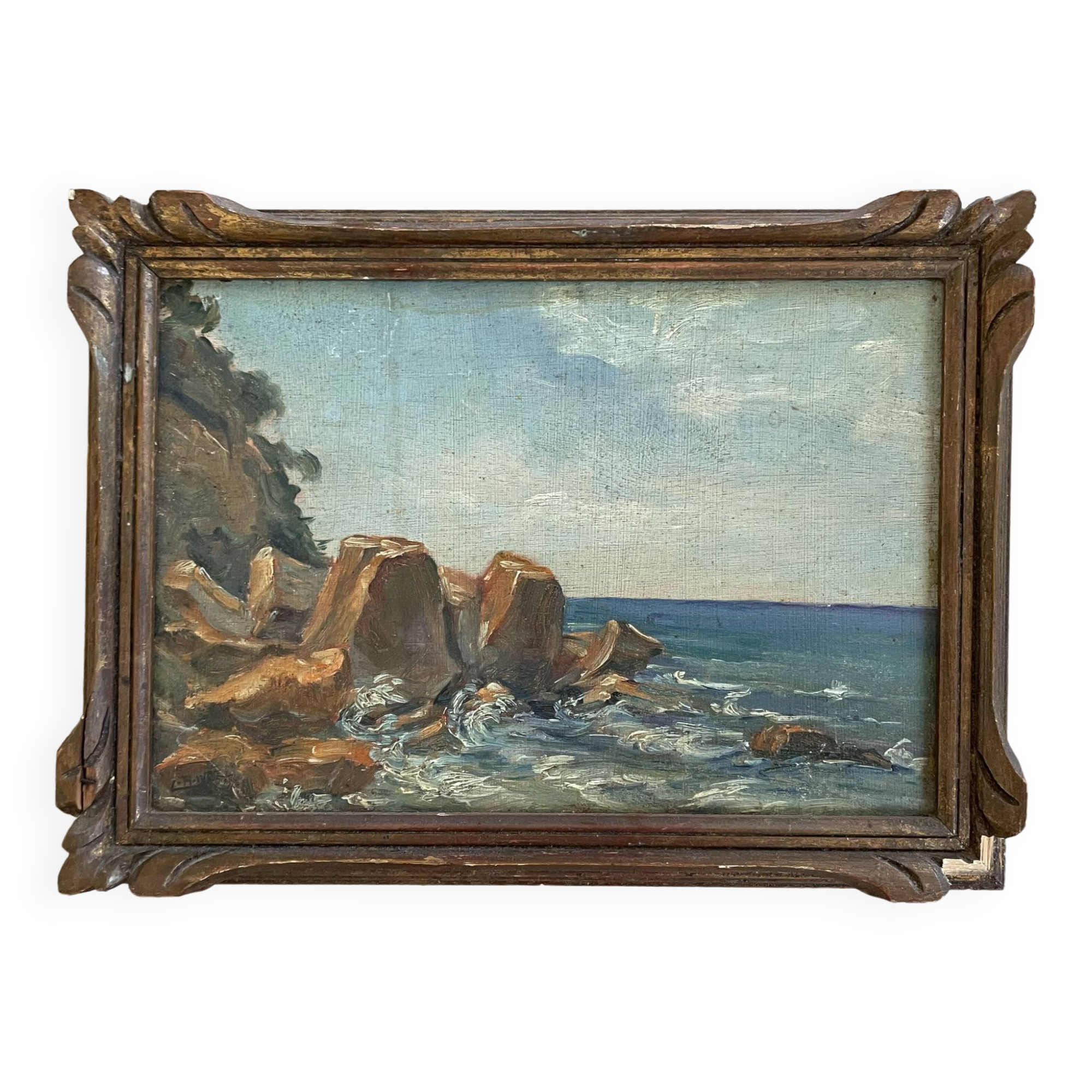 Small old seaside painting