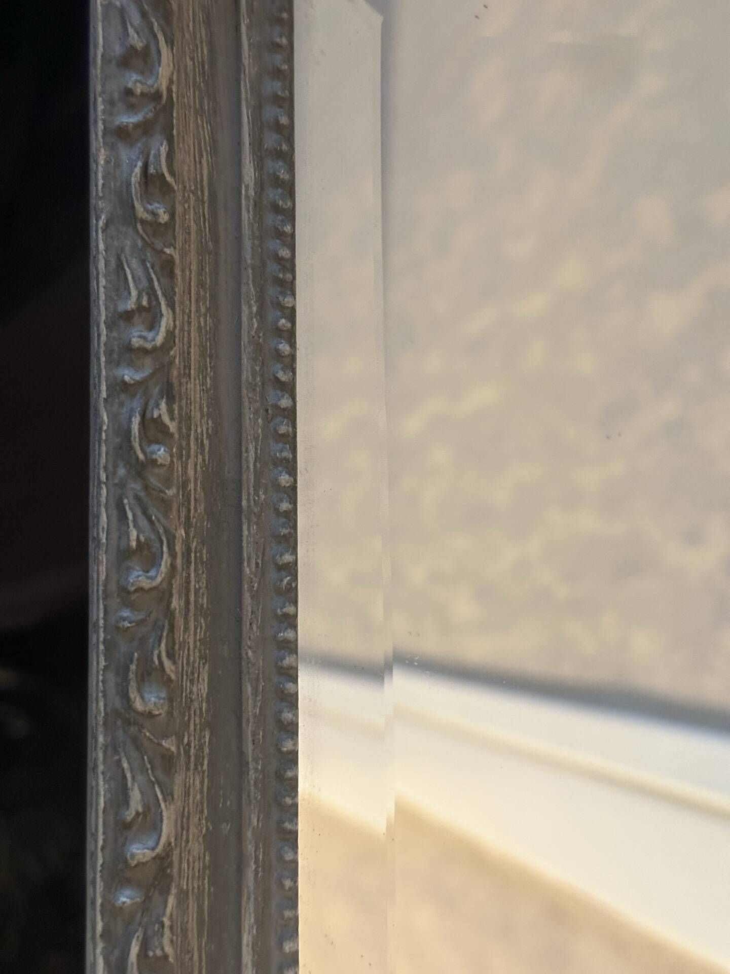 Antique bevelled mirror – Moulded wooden frame in anthracite 30/25 cm