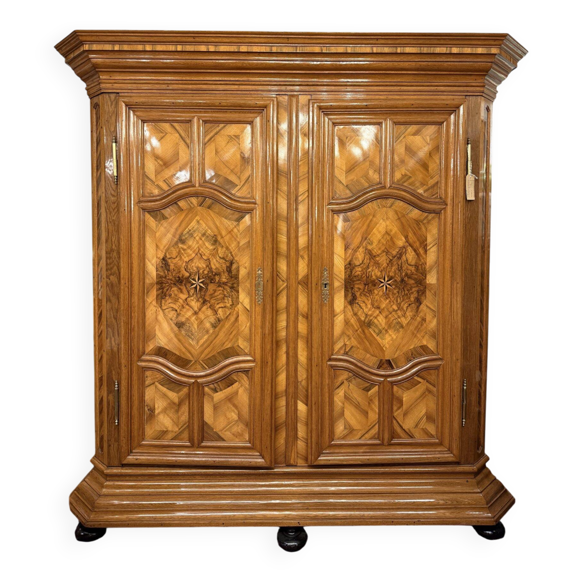Large Baroque Wardrobe, Oak & Walnut Marquetry, Germany, ca. 1780
