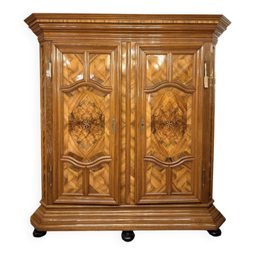 Large Baroque Wardrobe, Oak & Walnut Marquetry, Germany, ca. 1780