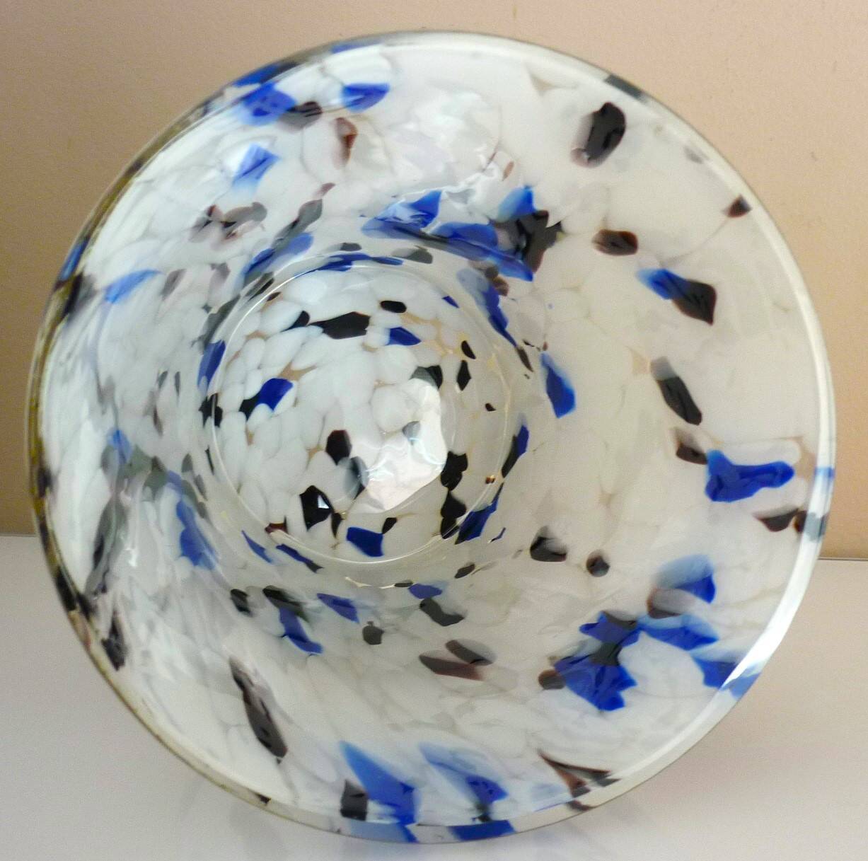 Large blown glass vase, speckled, thick, 70s/80s Murano design