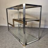 Showcase shelf 70s metal & smoked glass