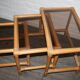 Rattan nesting tables in rattan and smoked glass from the 70s