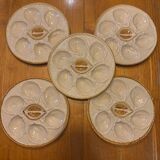 Set of 5 oyster plates Saint-Clément France no. 4589 – Earthenware