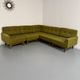Ancien canapé d’angle modulable design scandinave en tissu vert 1960