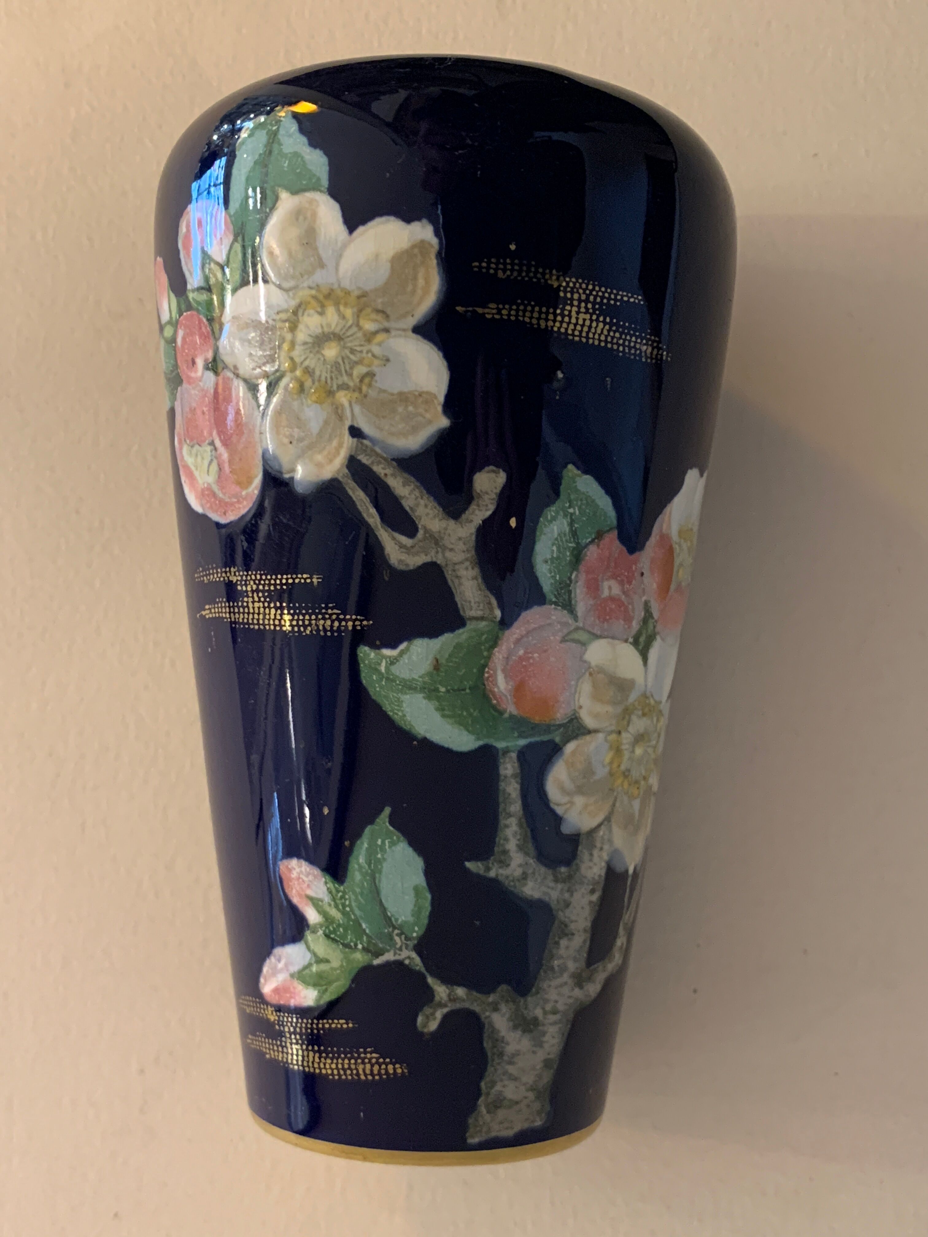 Art nouveau ceramic new cobalt vase by Villeroy and Boch