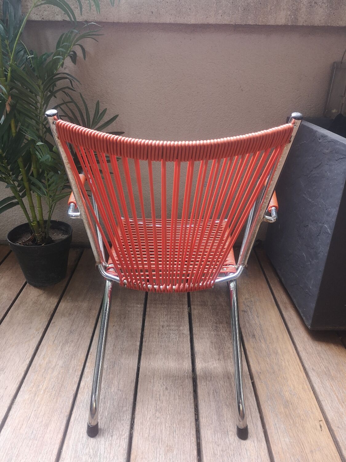 Armchair foldable child vintage 60's "scoubidou" orange