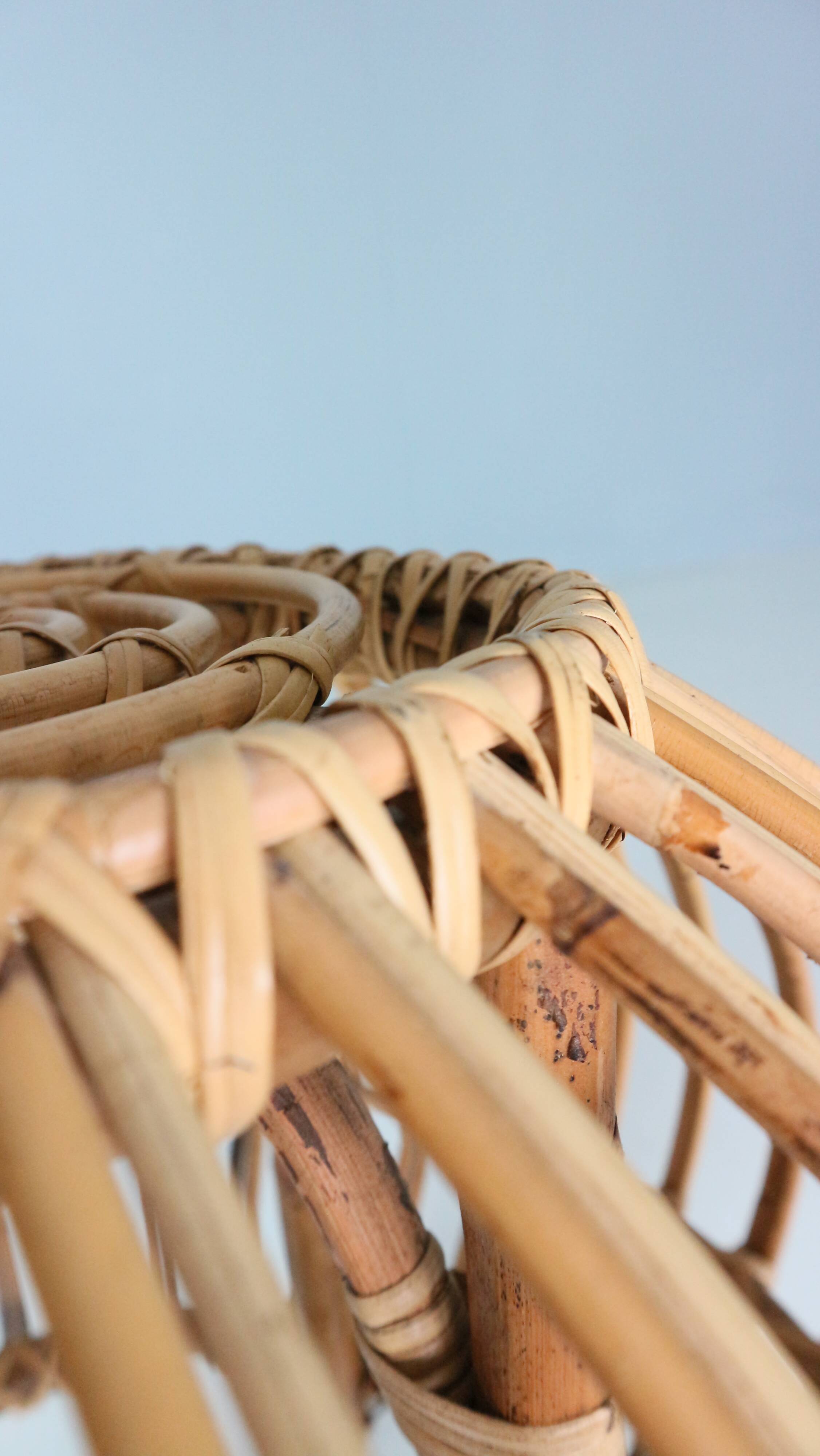 Pouf, jardinière, tabouret ou table d'appoint en rotin vintage des années 1960 par Dirk van Sliedrecht