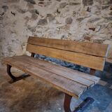 Vintage garden bench – oak and cast iron – from the 1960s
