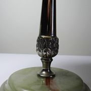 Rare display stand in green onyx and silver-plated metal, Italy, vintage 1935-1955.