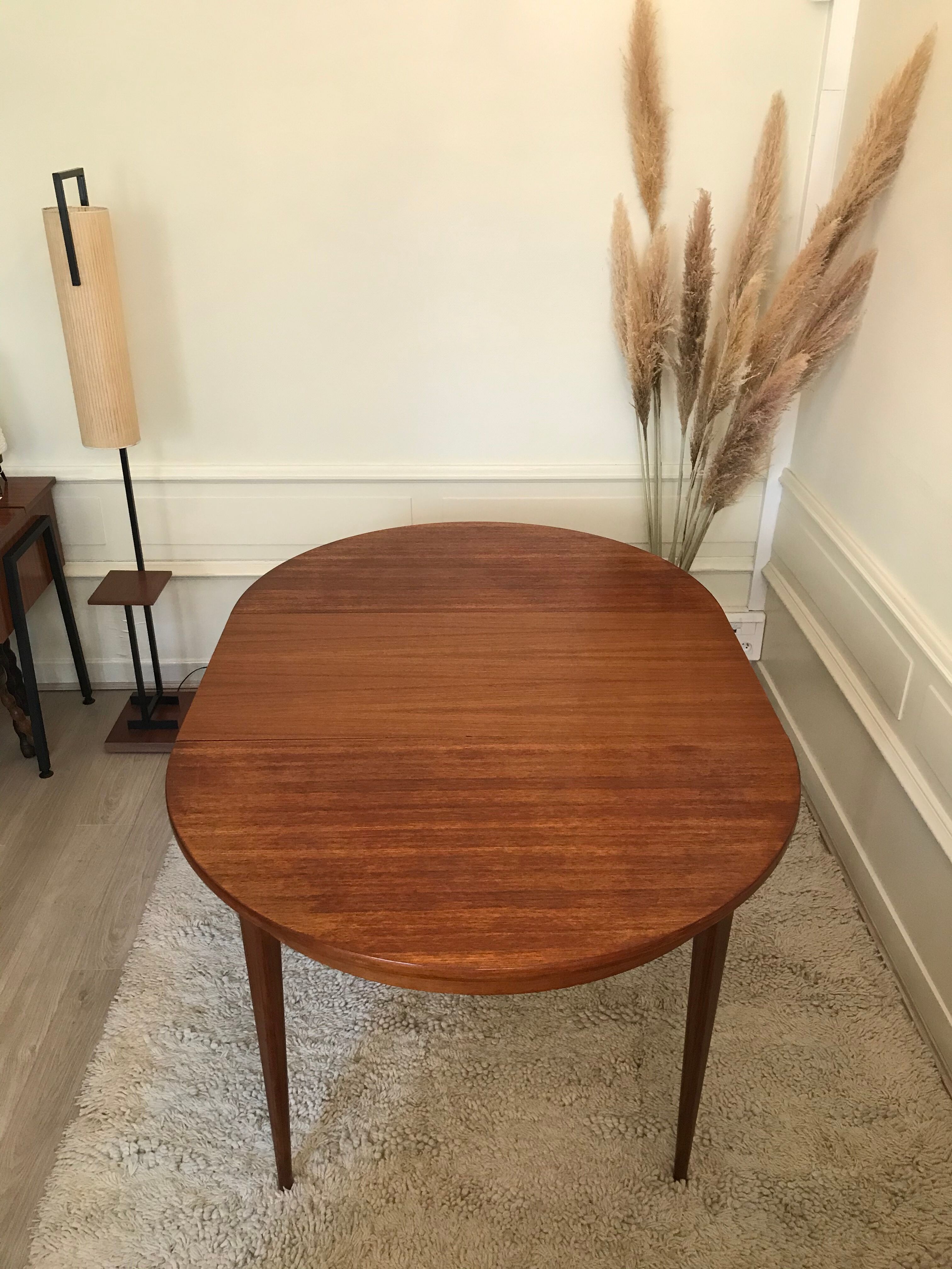 Teak round table, with extension, 1960