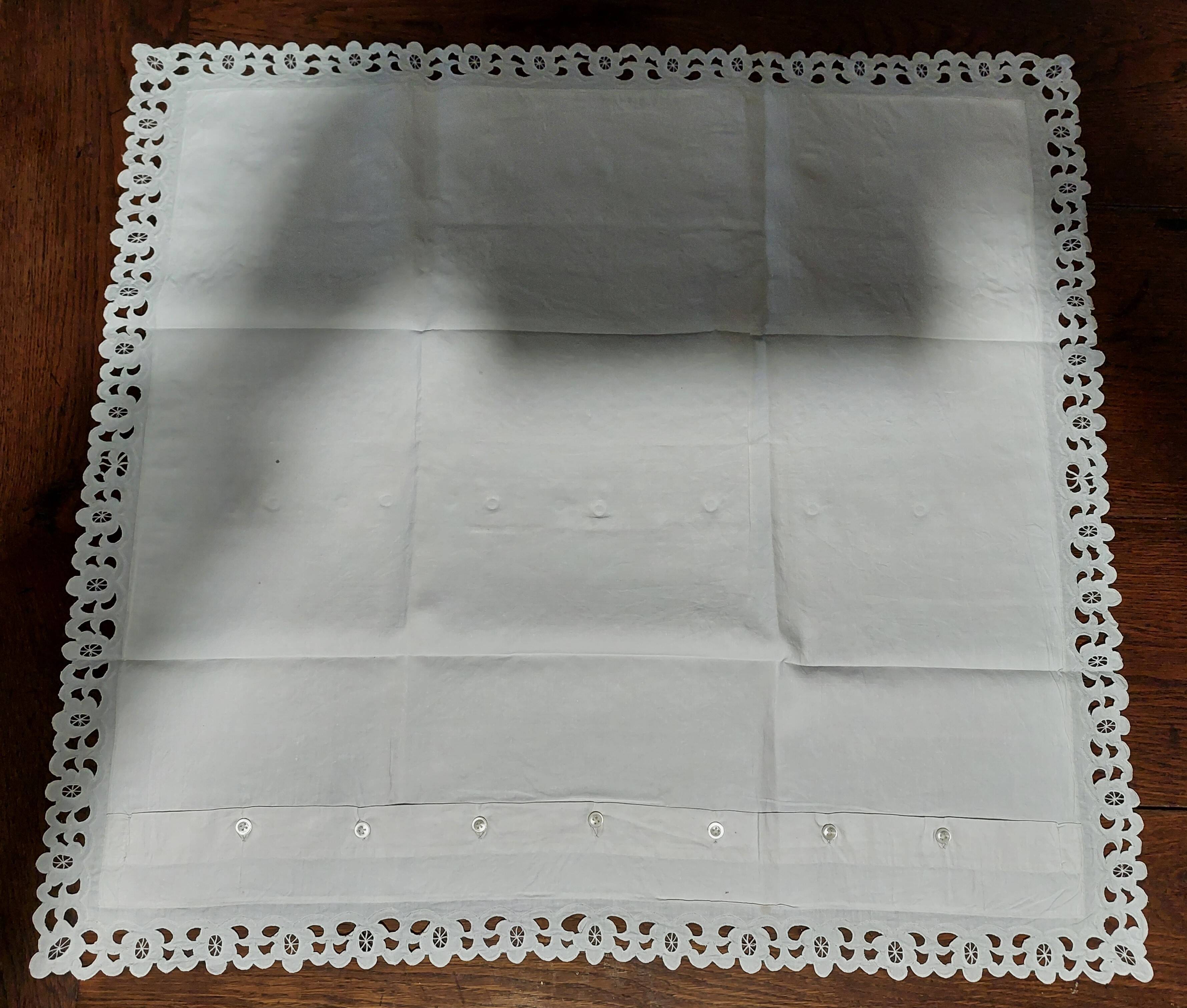 Old white cotton pillowcase 63 x 69 cm