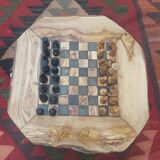 Rustic chess games made of natural olive wood
