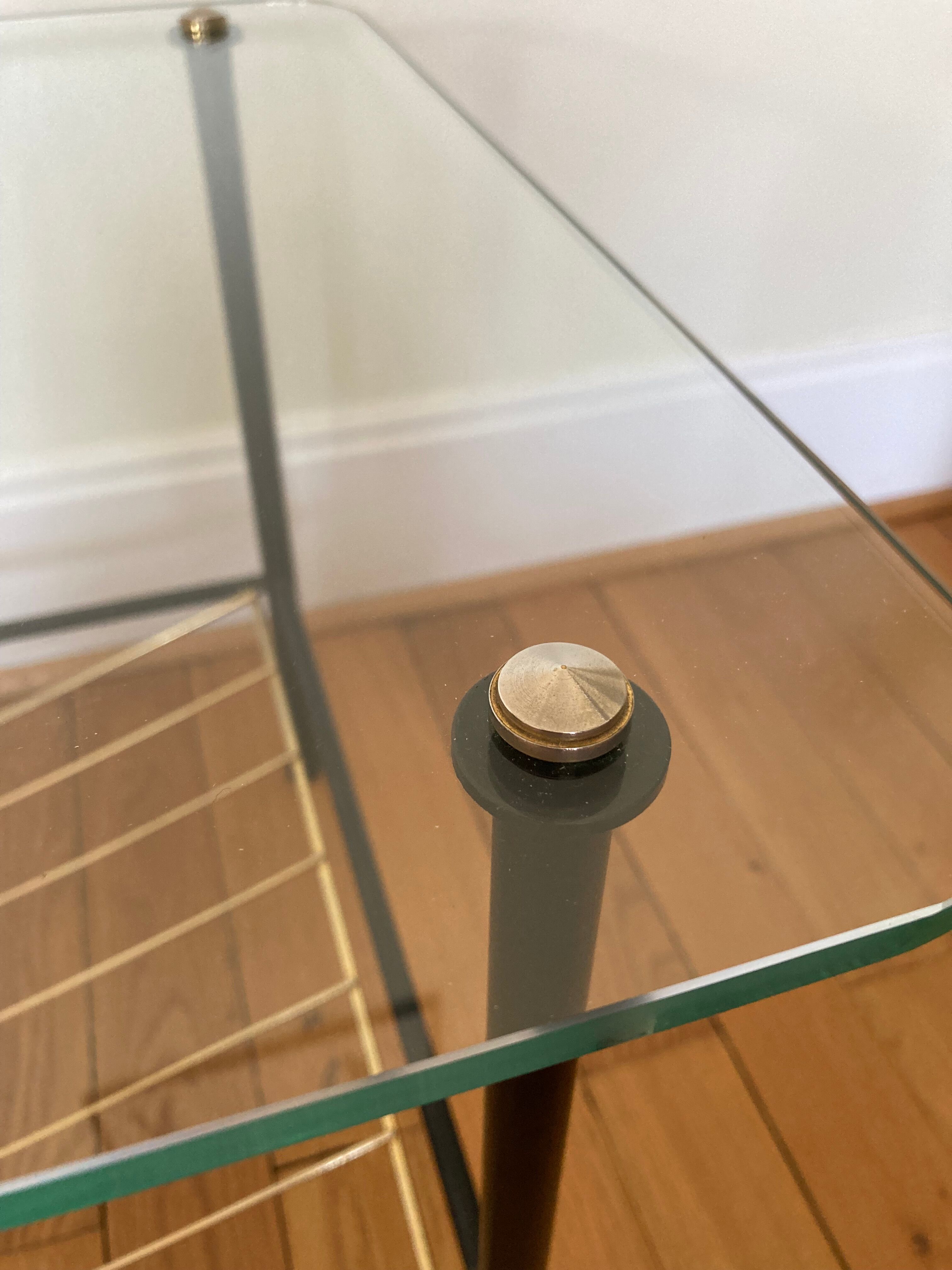 Coffee table 50s metal and glass