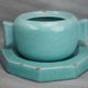 Octagonal blue-green ceramic pot and pouch Lifas / Alice Sordet-Bonifas (1902-1975)
