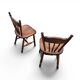 Set of 2 Oak Wood Victorian Child Stick Back Chairs / 1960s
