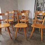 Set of 8 vintage bistro chairs 1960