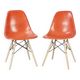 Orange Pair (2) Herman Miller Original Eames DSW Dining Side Shell Chairs