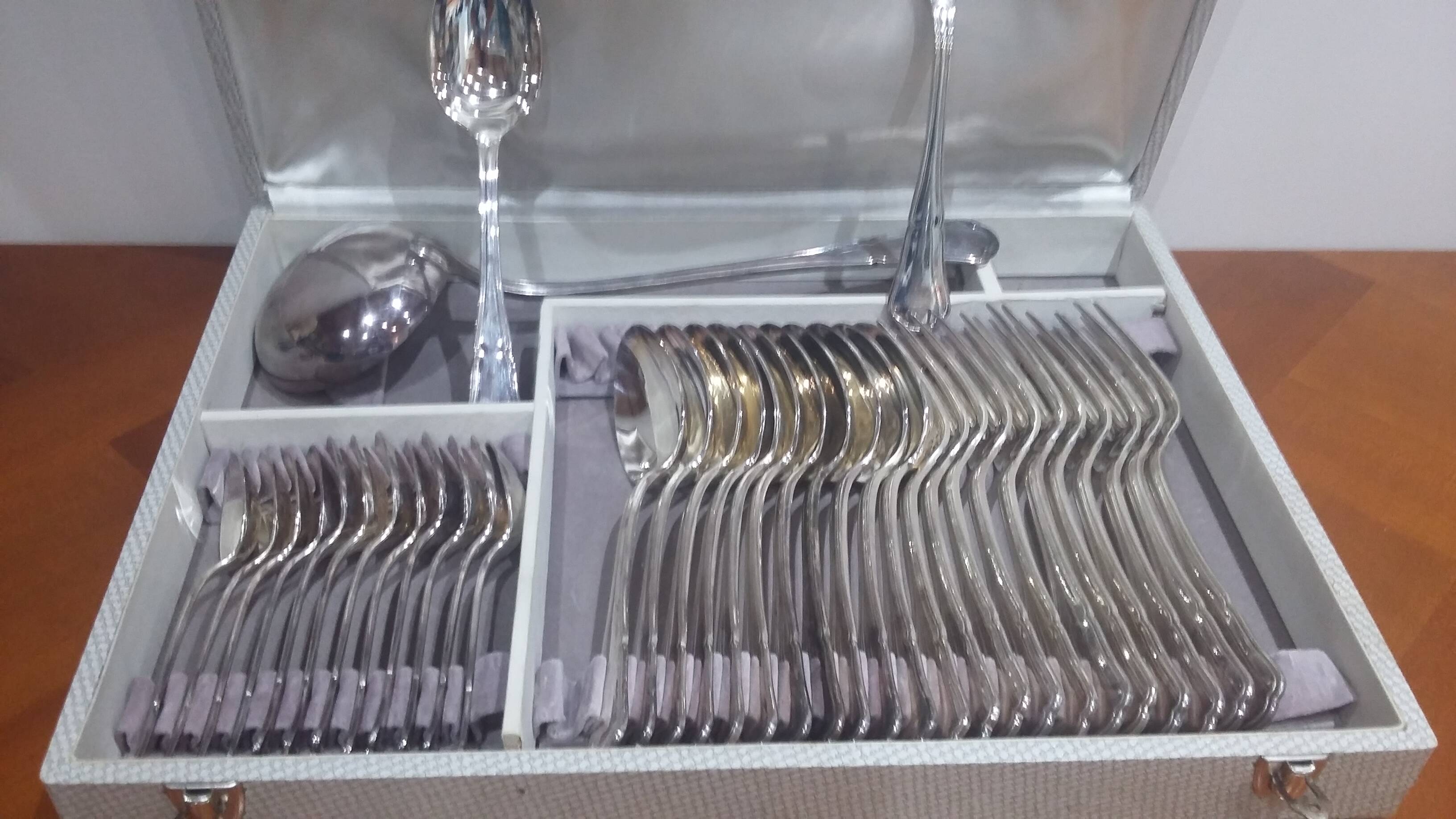 37-Piece Silver-Plated Metal Cutlery Set from Ercuis