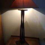 Mahogany lamp with carved base