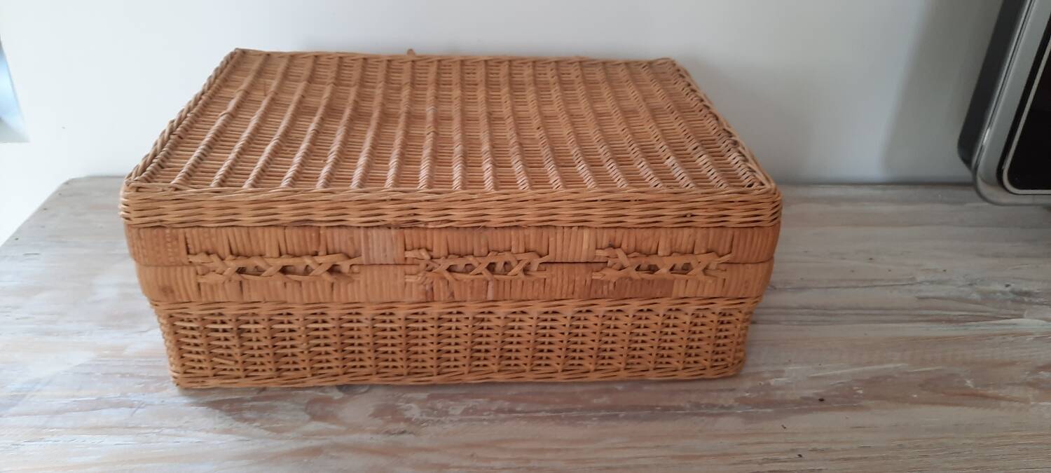 Vintage wicker suitcase
