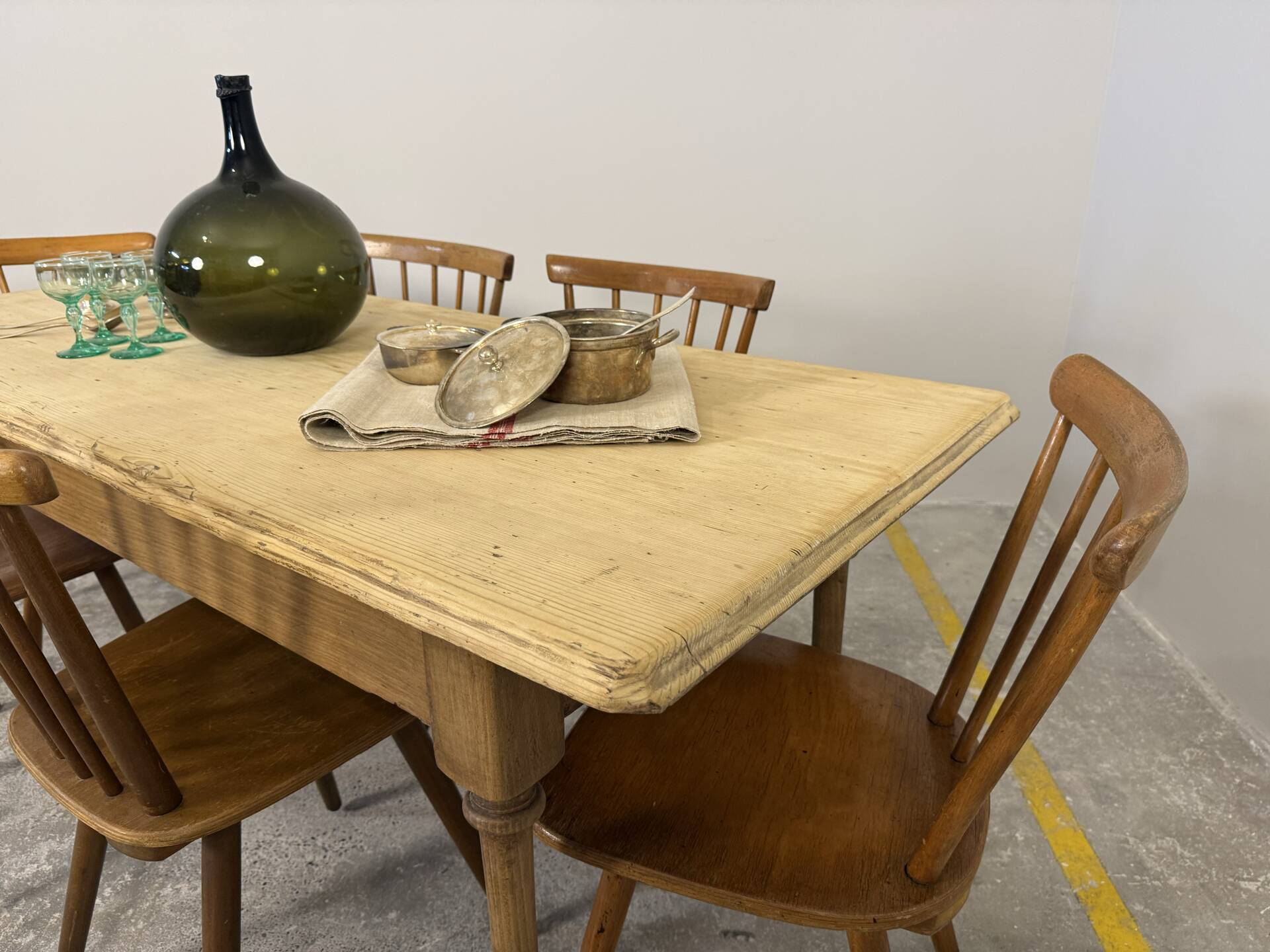 Old farmhouse table in fir, bistro style – 180 cm