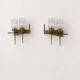 Pair of vintage brass and glass wall lights, France, 1950.