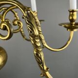 Lustre En Laiton Doré, Style Classique, XXe Siècle