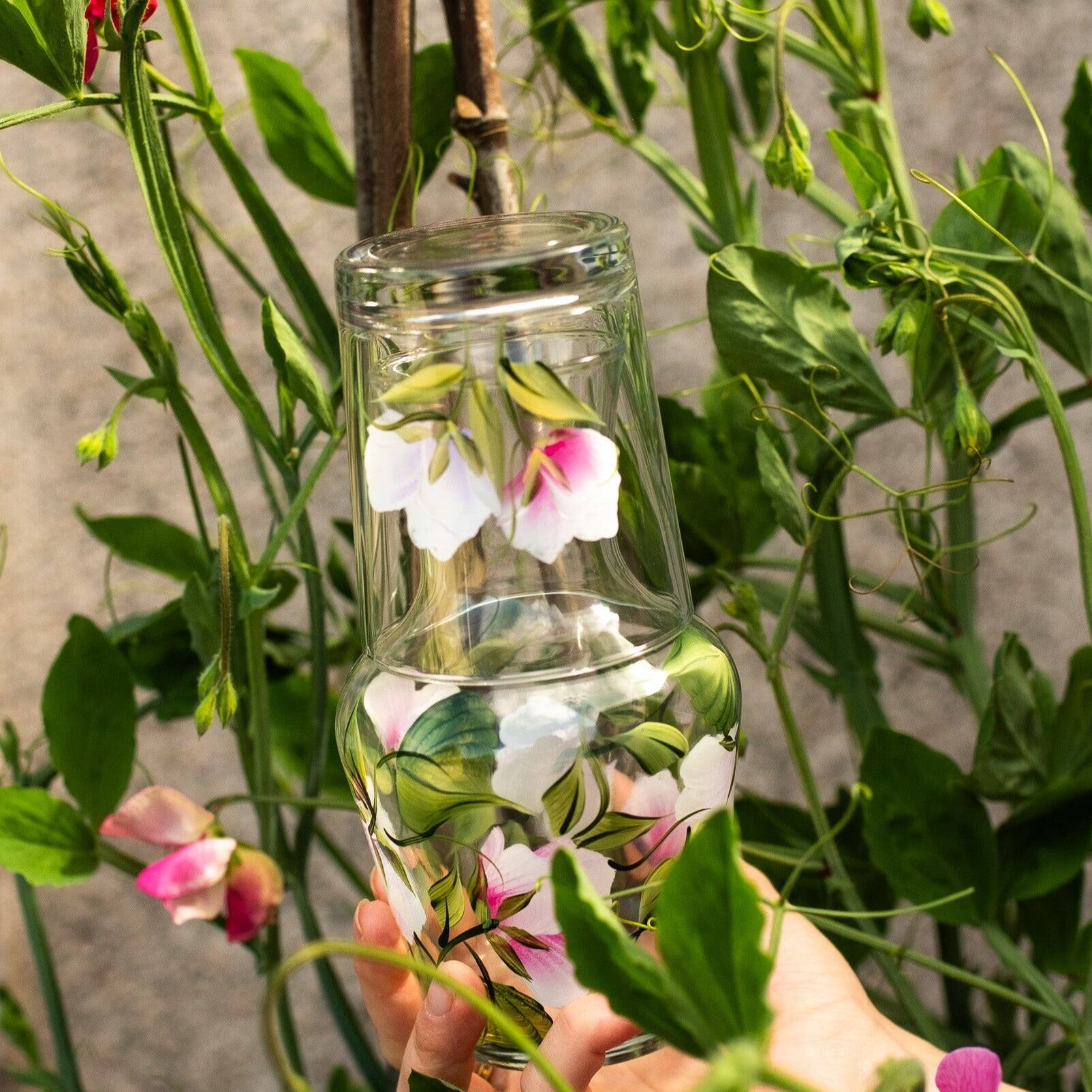 Carafe et gobelet aux pois de senteur