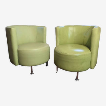 Pair apple green armchair