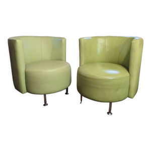 Paire de fauteuils vert pomme