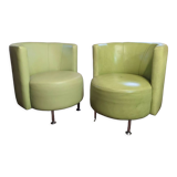 Pair of apple green armchairs