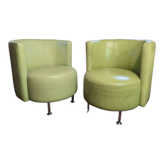 Pair of apple green armchairs