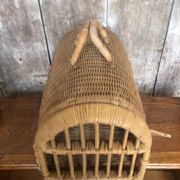 Old basket transport trunk rattan cage puppies kittens animals vintage