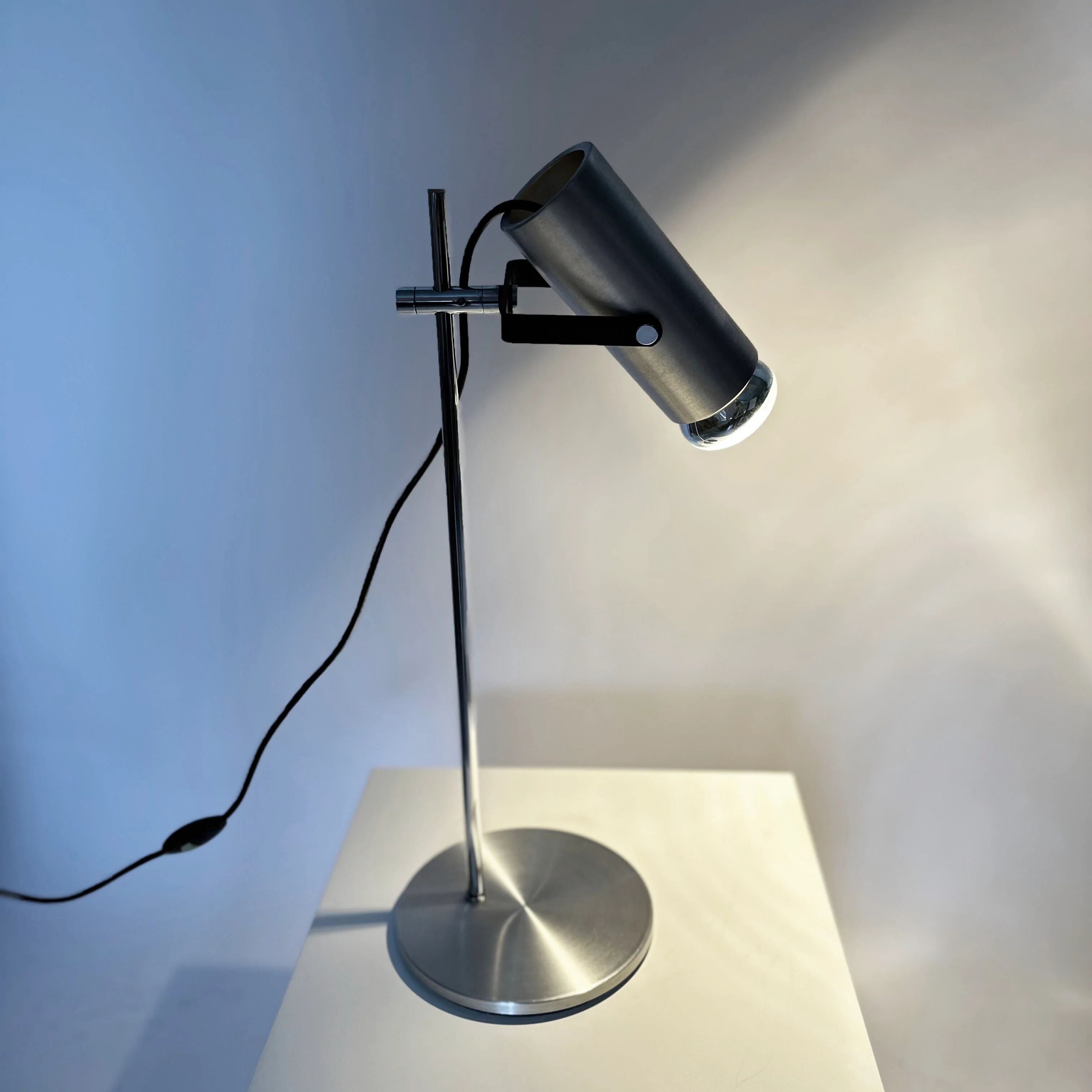 Lamp de Bureau en Aluminium et Chrome Vintage des Années 1970