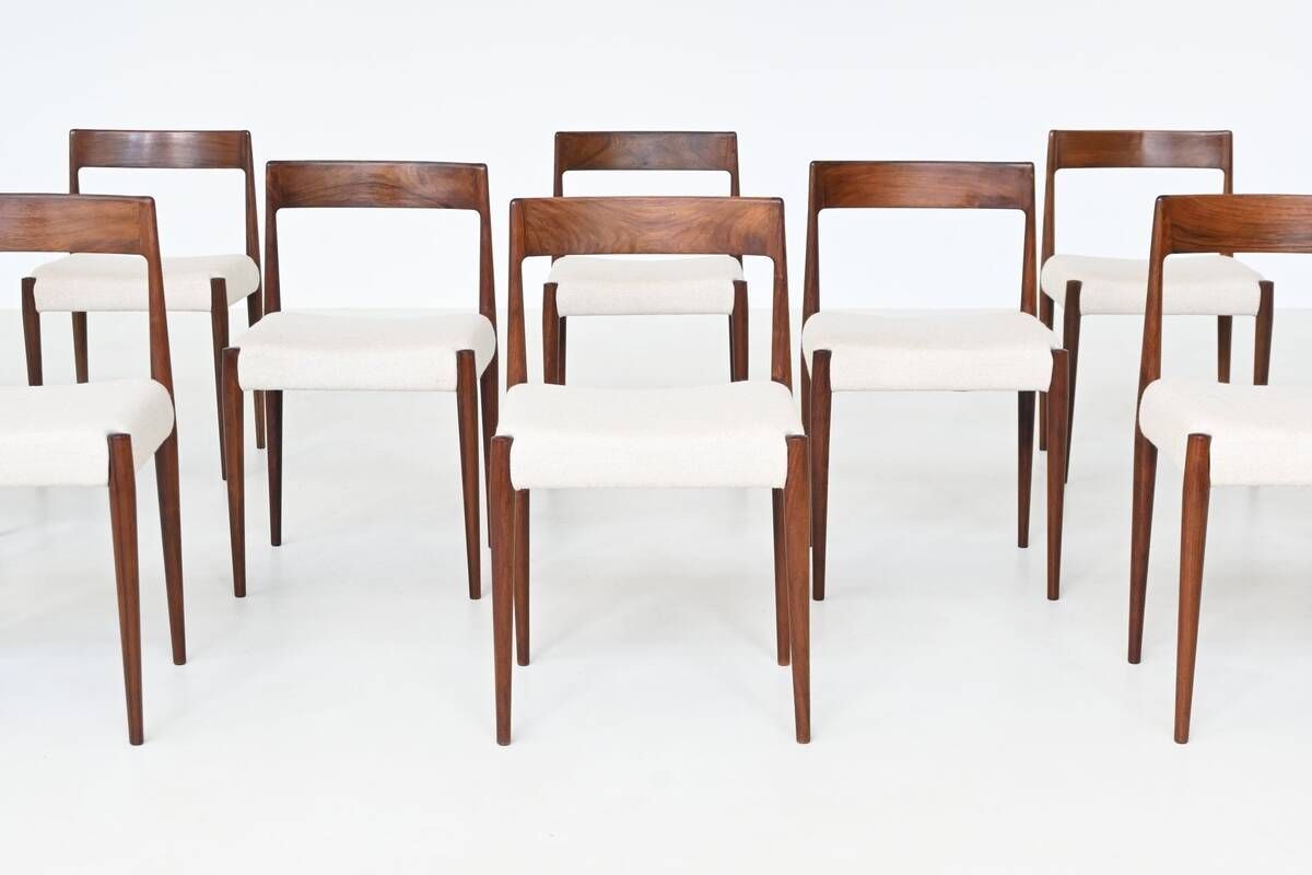 Kai Kristiansen set of twelve dining chairs rosewood Fritz Hansen Denmark 1961