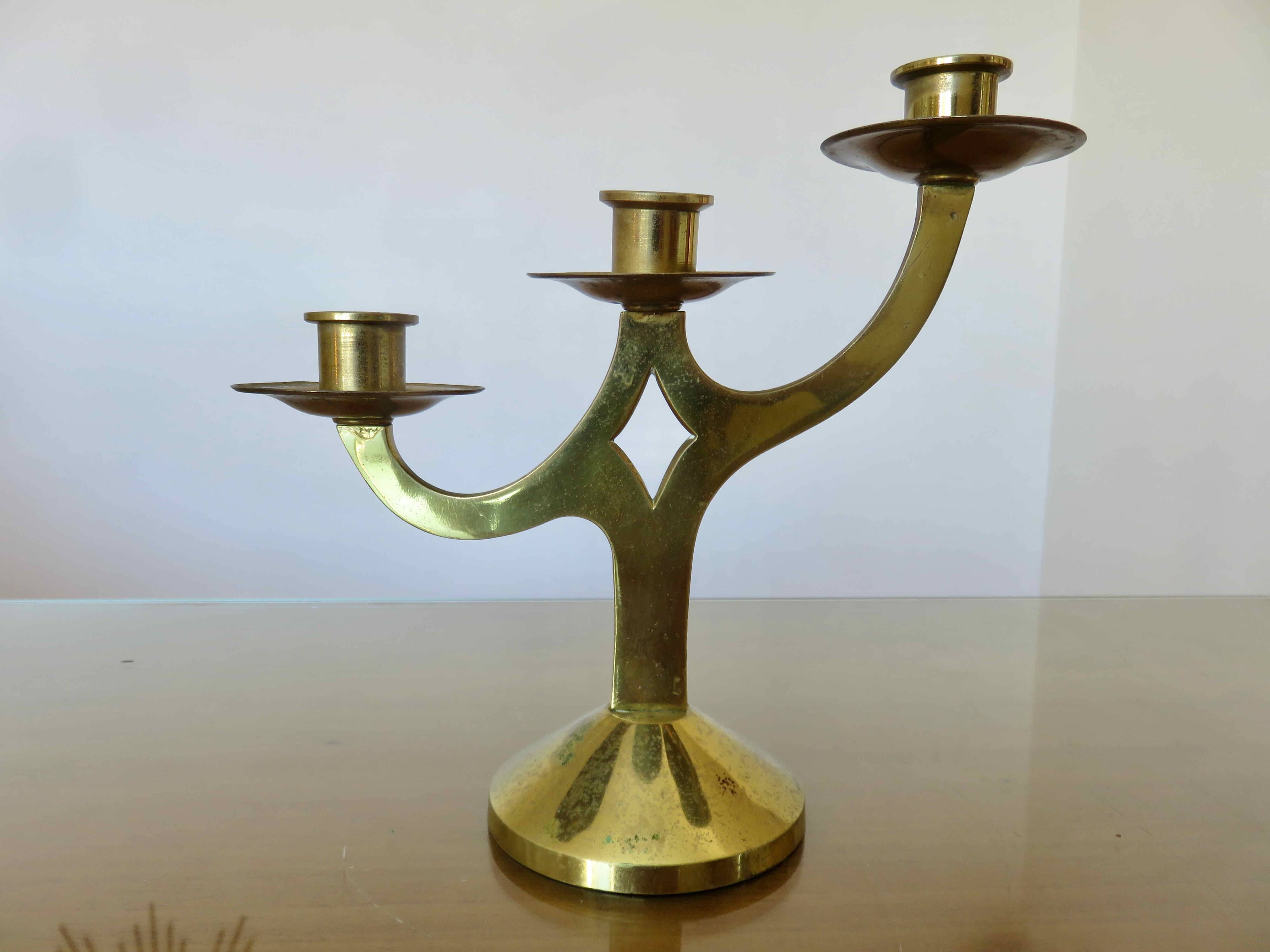 Modernist brass candle holder from the 70s