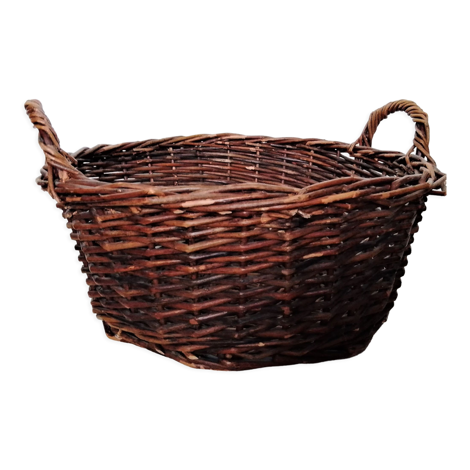 Panier rond  en osier avec poignées
