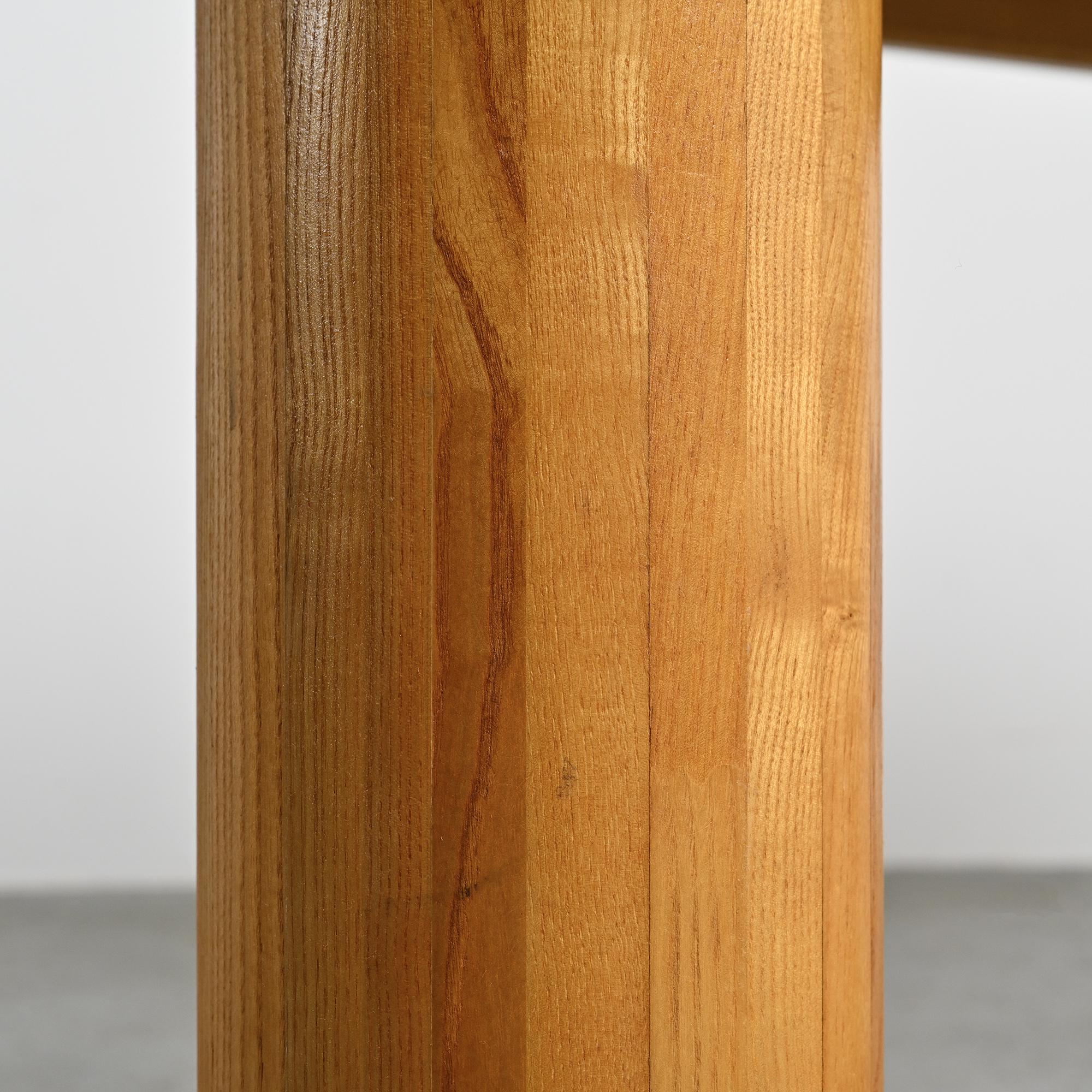 Dining table in glued laminated pine, France, around 1970.