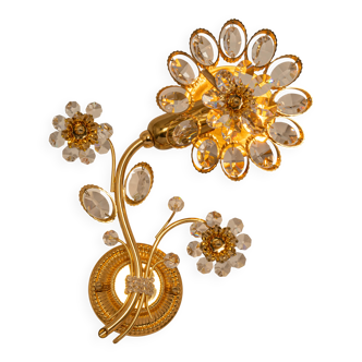 Sconce in gilded brass in the shape of a flower by Palwa, Germany, 1970s.
