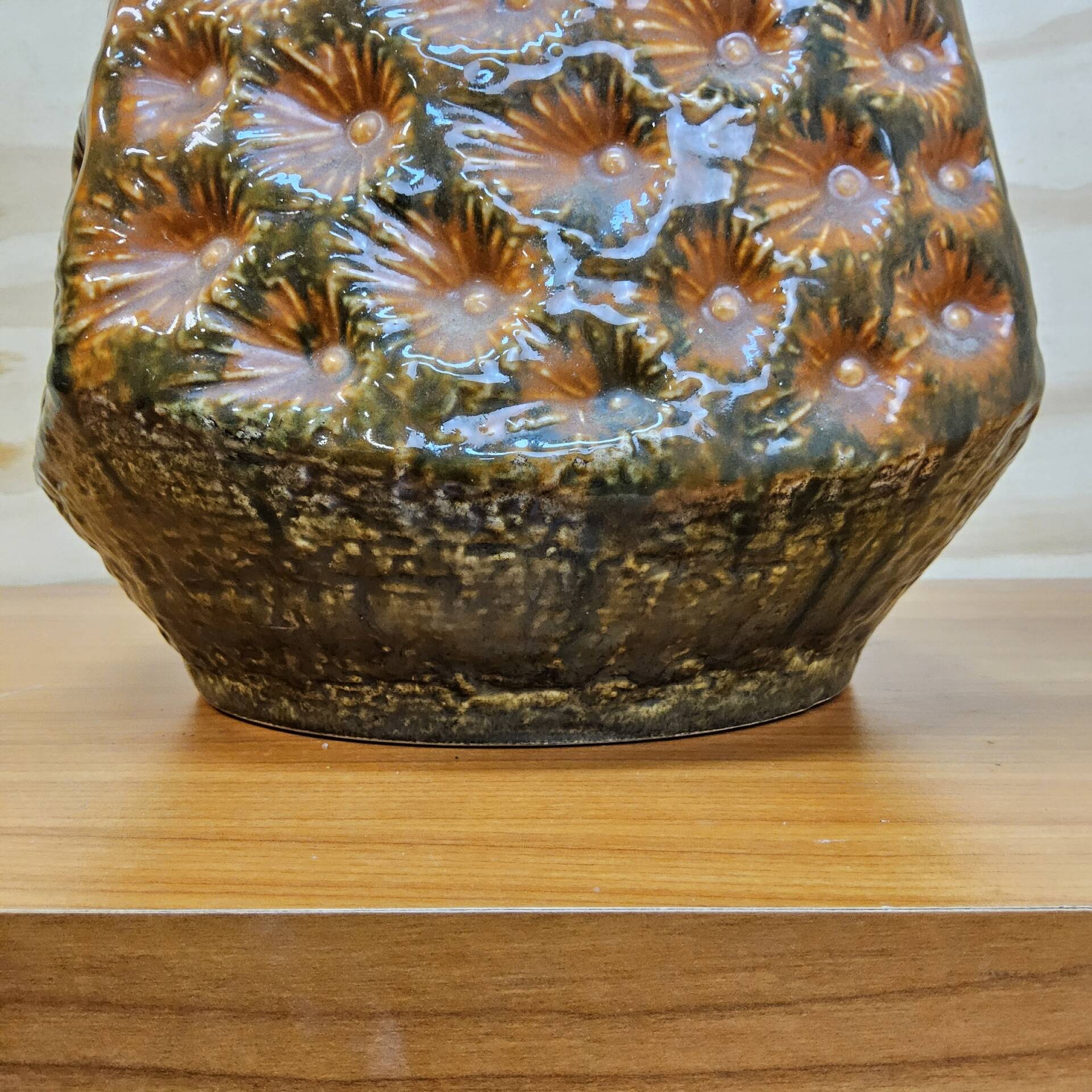 Vase vintage grand XXL Allemagne de l'Ouest Jasba 1667/35 orange