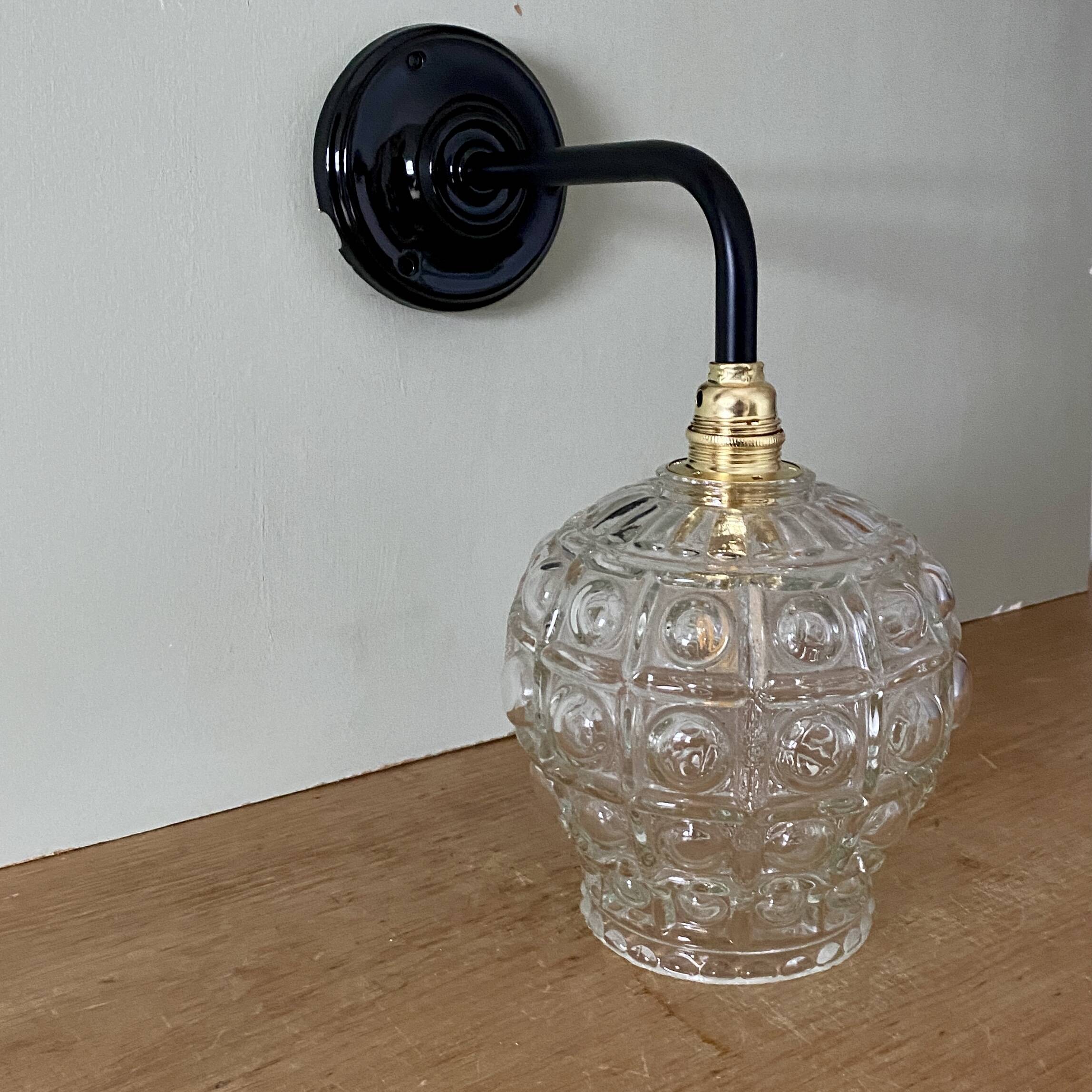 Vintage globe wall lamp in molded glass