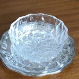 Crystal ravier on silver metal plate