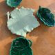 Set of 4 dishes empty pocket enamelled ceramic green lunetta vallauris leaf shape vallauris