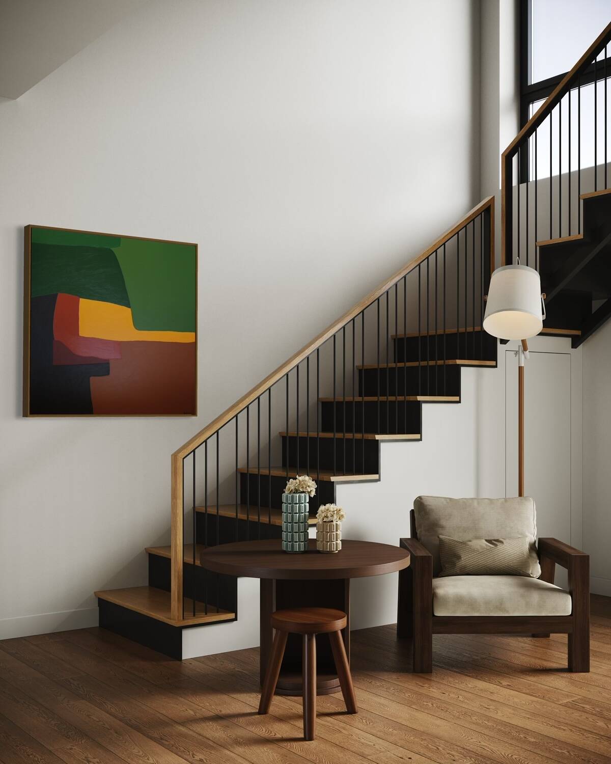 Soothing abstract canvas "Green Palette" 80x80cm