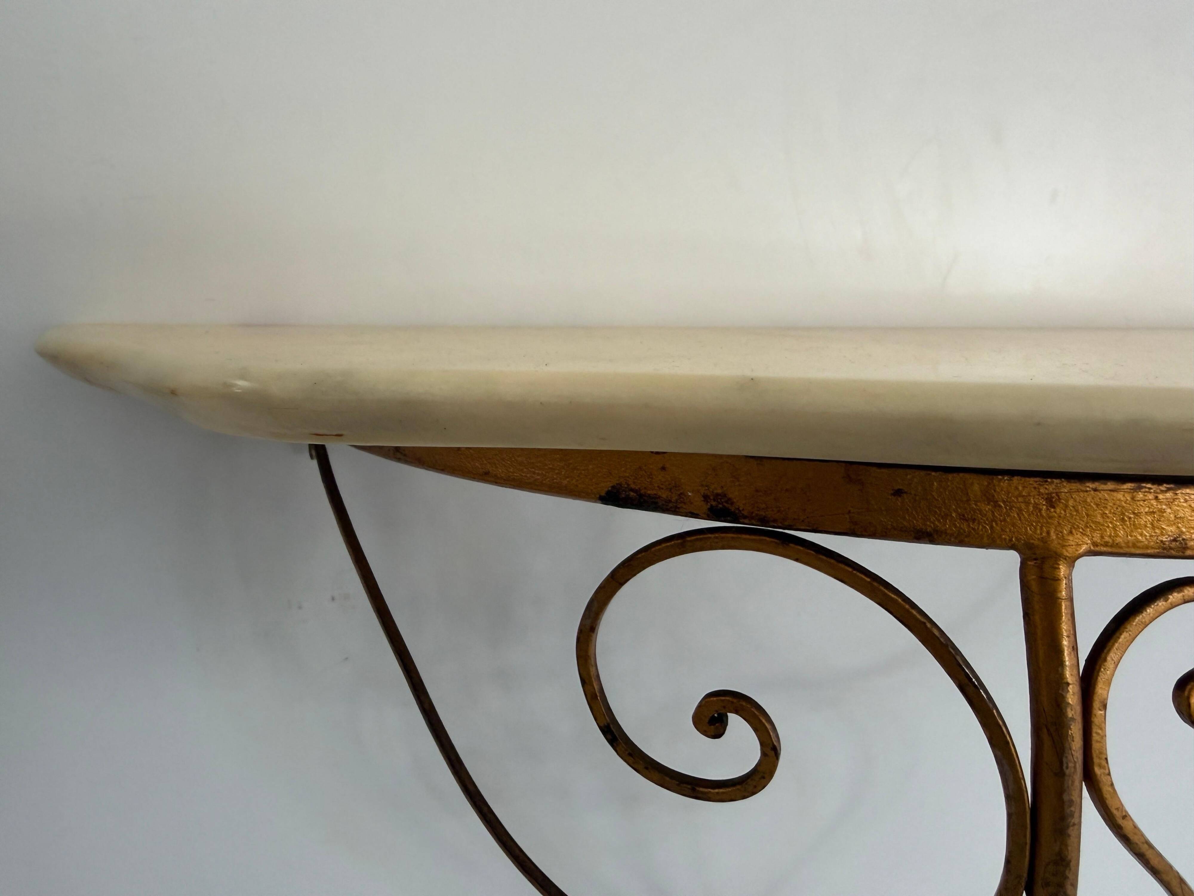 Mid-century floating wall console in wrought iron, 1950, Italy