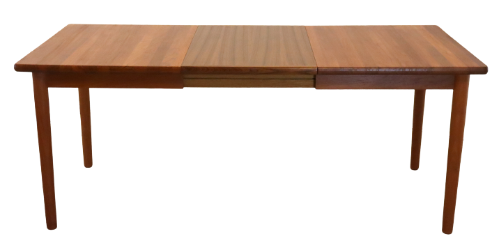 Vintage mid century modern KS Denmark rectangular teak extendable dining table 'Marbjerg'