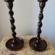 Pair of Barley Twist candlesticks in oak – English style, circa 1950