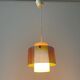 Suspended lamp in pink metal and plexiglass, Danish design, 1960s, Denmark.